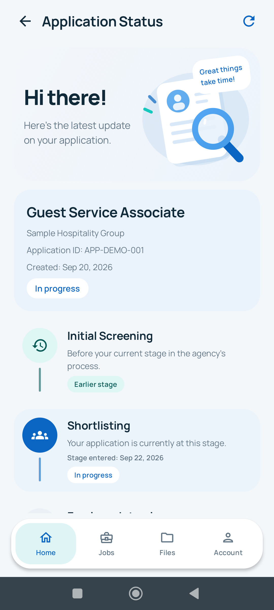 Actual HRTEQ Android Application Tracker using sample data